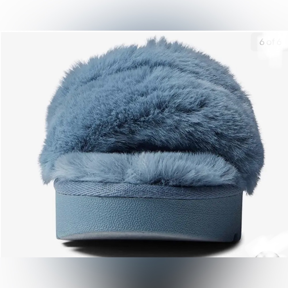Michael Kors blue Alfie Open Toe faux fur Platform Slip-on sandal slides size 10 - Picture 4 of 7